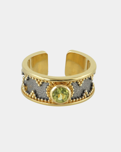 Byzantine Filigree Band Peridot White n' Gold