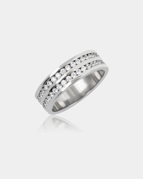 Two Rows Invisible Setting Pave Ring