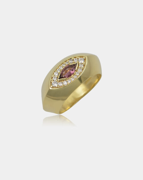 Dian Eye Pink Tourmaline Ring Gold Vermeil