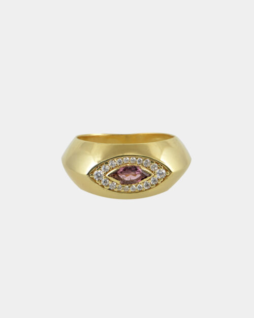 Dian Eye Pink Tourmaline Ring Gold Vermeil