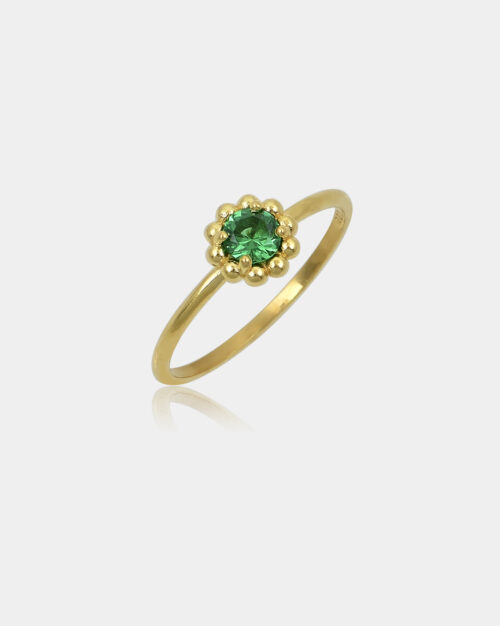 Daisy Emerald Green Band Ring Gold Vermeil