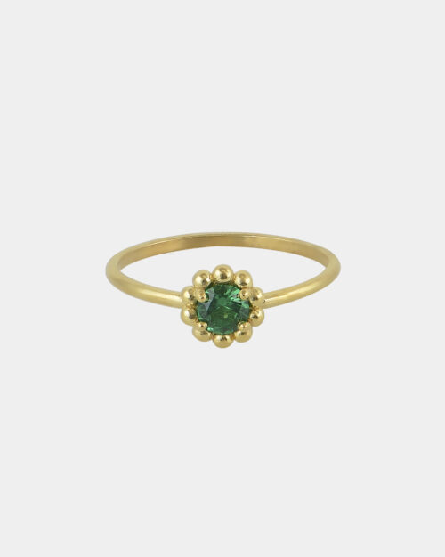 Daisy Emerald Green Band Ring Gold Vermeil