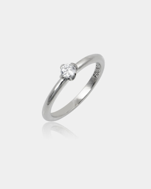 Flame Design A' Solitaire Ring White Gold