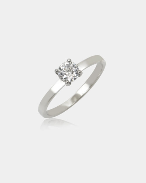 Squerish Design Solitaire Ring White Gold