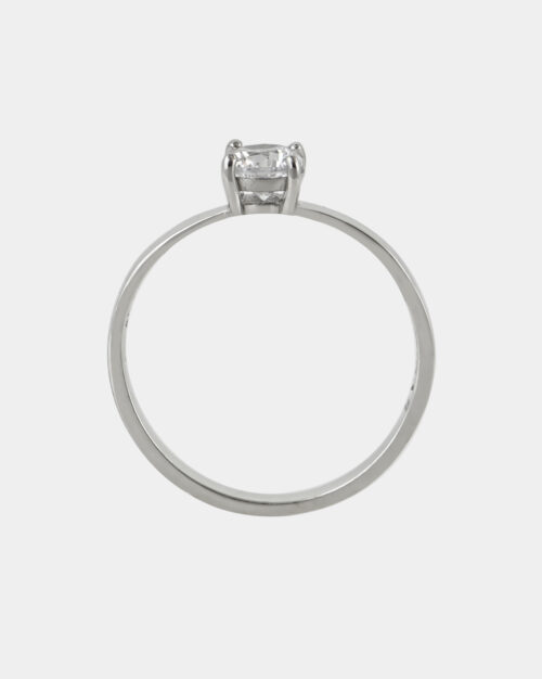 Squerish Design Solitaire Ring White Gold