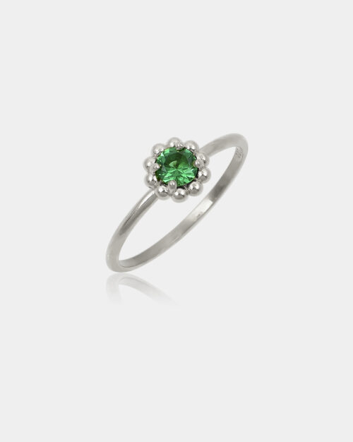 Daisy Emerald Green Band Ring