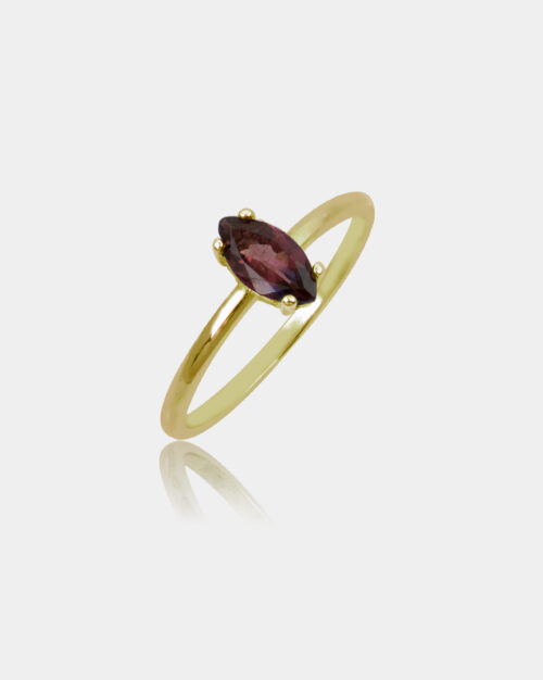 Garnet Navette Band Gold Vermeil