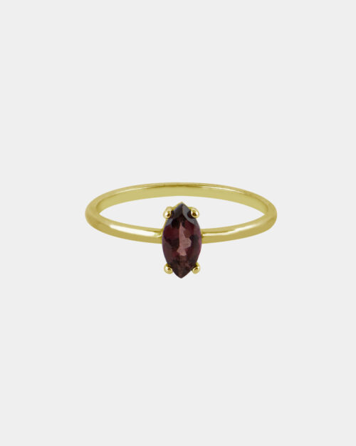 Garnet Navette Band Gold Vermeil