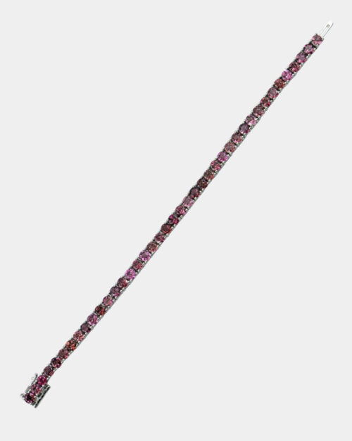 Tennis Riviera bracelet with natural Pink Tourmaline