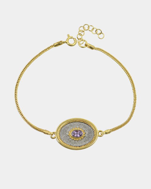 Byzantine Amethyst Filigree Black and Gold Bracelet