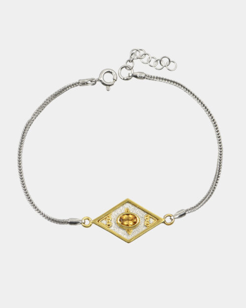 Byzantine Citrine Filigree Silver and Gold Bracelet