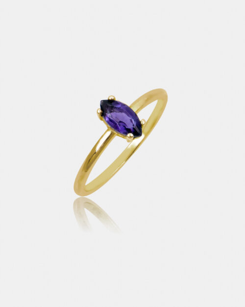 Amethyst Navette Band Gold Vermeil