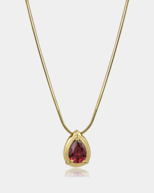 Vintage Pear Ruby Necklace Gold Vermeil