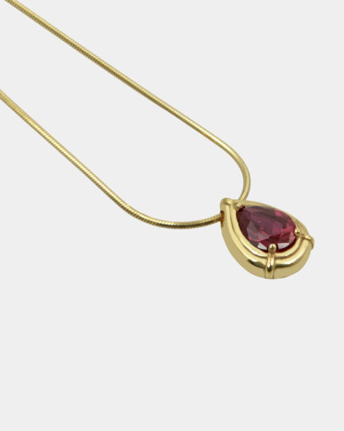 Vintage Pear Ruby Necklace Gold Vermeil