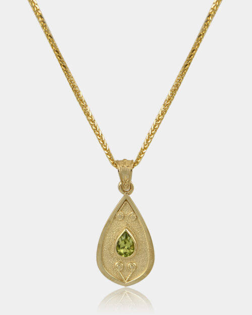 Byzantine Green Tourmaline Drop Necklace Gold