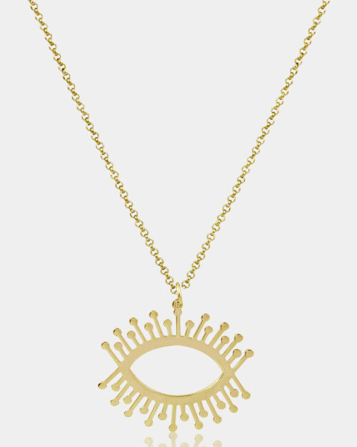 Minimal Evil Eye Necklace Gold Vermeil