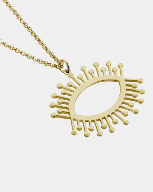 Minimal Evil Eye Necklace Gold Vermeil