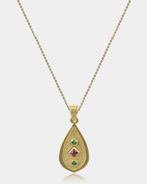 Byzantine Multi Drop Necklace Gold