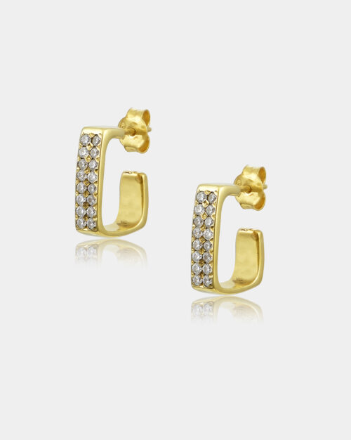 Squared Pave Mini Earrings Gold Vermeil