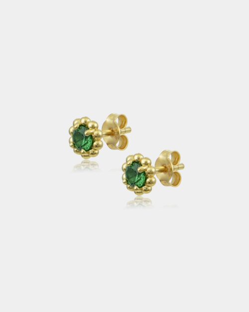 Daisy Emerald Green Earrings Gold Vermeil