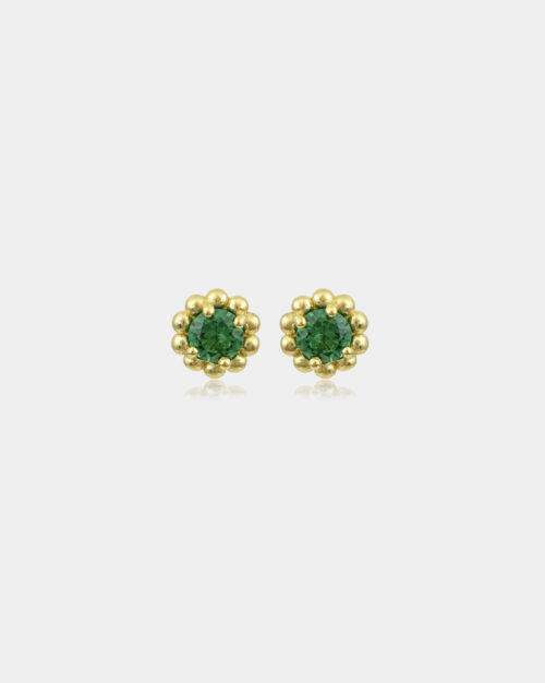 Daisy Emerald Green Earrings Gold Vermeil