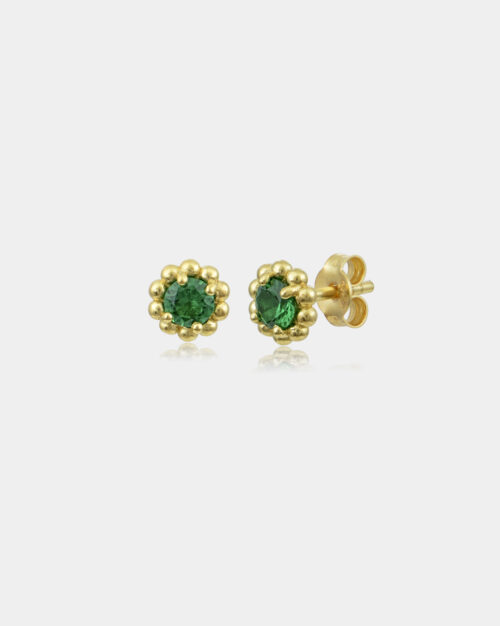 Daisy Emerald Green Earrings Gold Vermeil