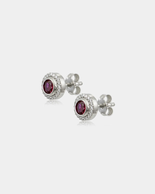 Halo Stud Earrings Ruby