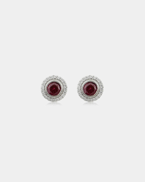 Halo Stud Earrings Ruby