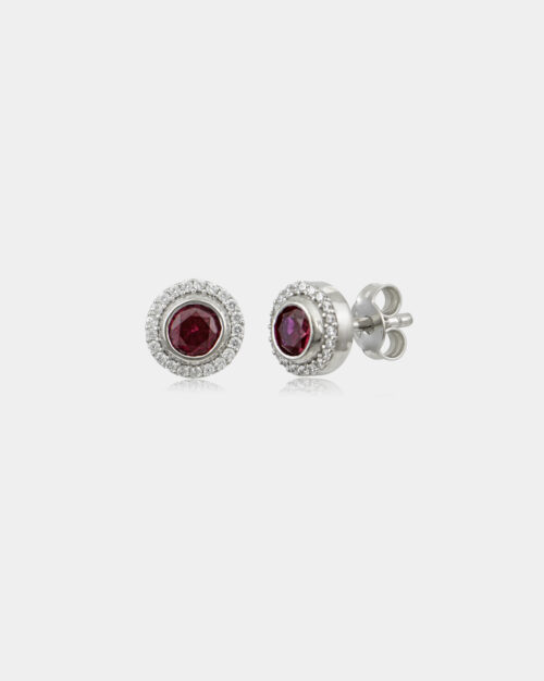 Halo Stud Earrings Ruby