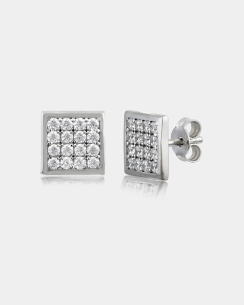 Square Pave Stud Earrings