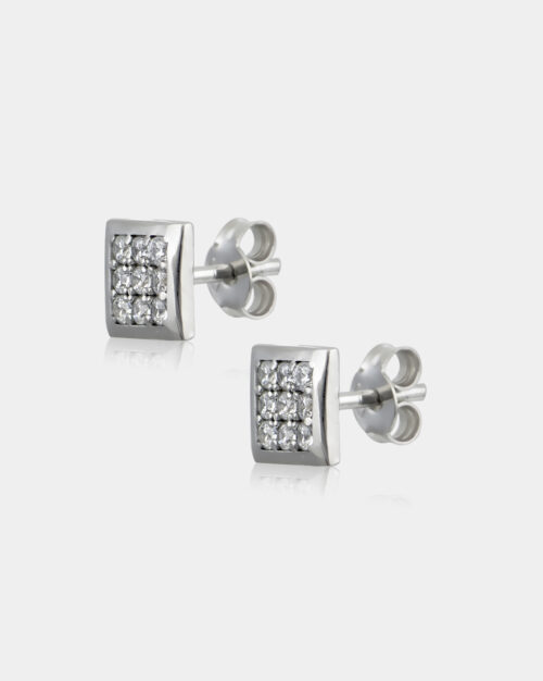 Square Pave Stud Earrings Small