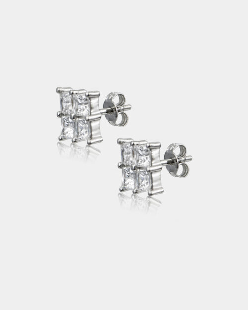 Quatre Princess Cut Stud Earrings