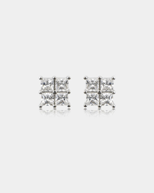 Quatre Princess Cut Stud Earrings