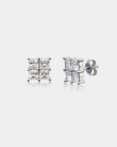 Quatre Princess Cut Stud Earrings