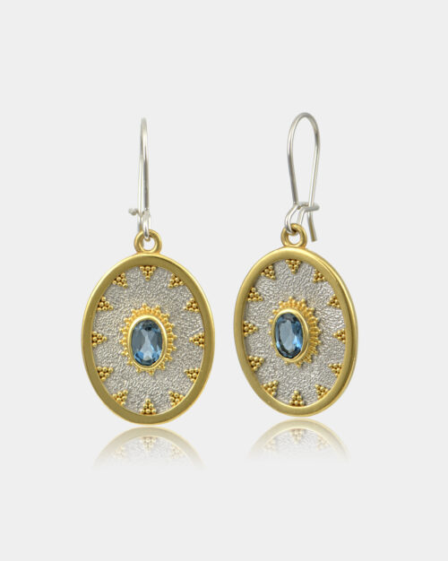 Byzantine Oval London Earrings White n' Gold