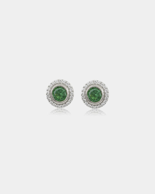 Halo Stud Earrings Emerald Green