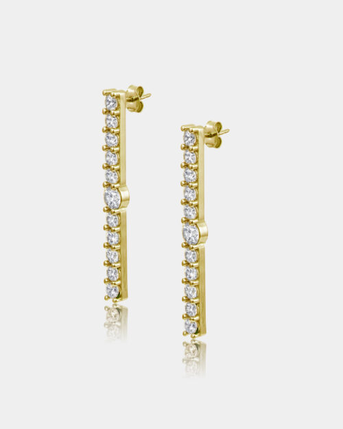 Julia Sparkly Bar Earrings Large Gold Vermeil