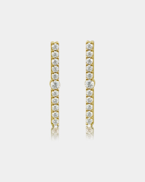 Julia Sparkly Bar Earrings Large Gold Vermeil