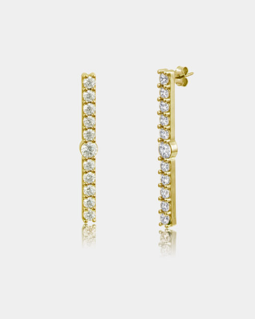 Julia Sparkly Bar Earrings Large Gold Vermeil