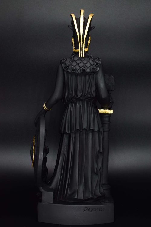 Goddess Athena Black n' Gold Alabaster Statue Medium