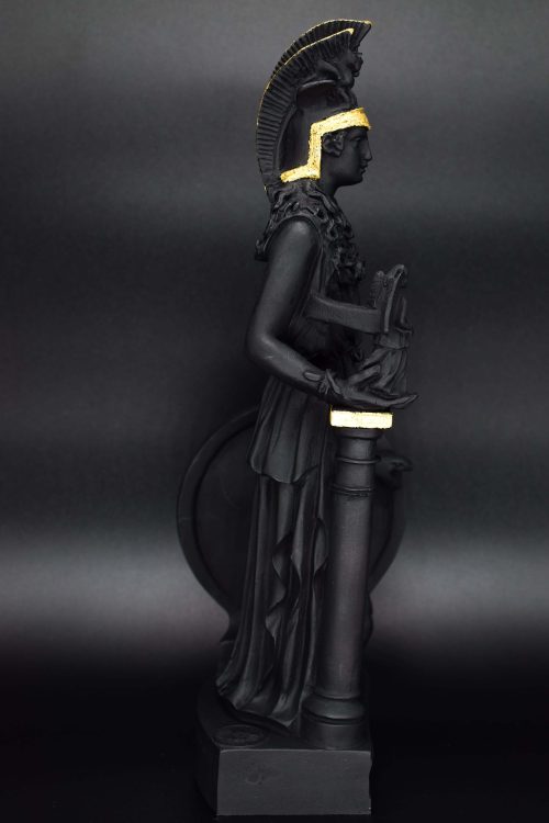 Goddess Athena Black n' Gold Alabaster Statue Medium