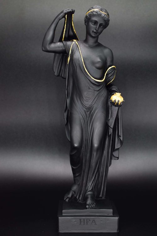 Goddess Hera Black n' Gold Alabaster Statue Medium