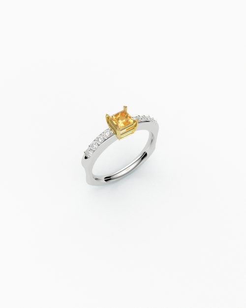 Princess Citrine Diamond Solitaire